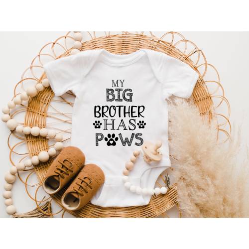 My Big Brother Has Paws Onesie®, Funny Dog Baby Onesie®, Dog Lover Baby Clothes, Paw Baby Onesie®, Baby Shower Gift, Dog Bodysuit, Baby Gift