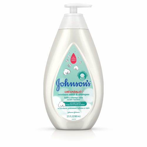 Johnson's CottonTouch Newborn Baby Wash & Shampoo, Made with Real Cotton, 27.1 fl. oz