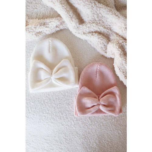 Knit Newborn Bow Beanies