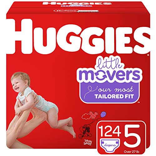 Huggies Little Movers Baby Diapers, Size 5, 124 Ct, One Month Supply