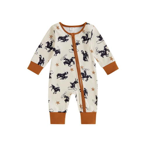 Suealasg Western Baby Boy Outfits Cow Print Long Sleeve Cow Print Romper Jumpsuit One Piece Romper Clothes 3 6 12 Months Infant Newborn Boy Country Clothing