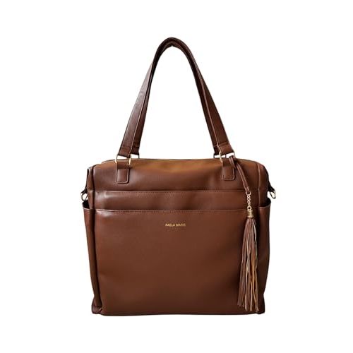 Large Diaper Bag Backpack, Vegan Leather Diaper Travel Tote Bag with Changing Pad and Stroller Straps