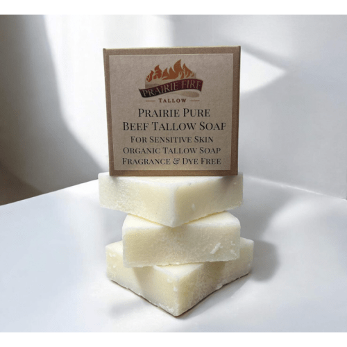 Pure Beef Tallow Soap Bar, (3 Pack) Grass Fed and Finished - Face, Body and Hair - Cleans, Moisturizes, Soothes, and Hydrates. Natural and Organic Fragrance Free