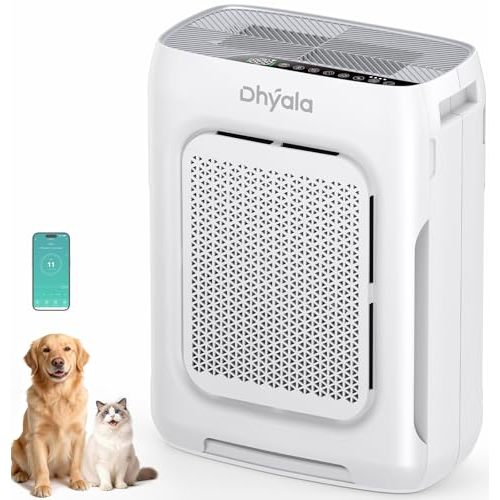 Air Purifier for Home Bedroom Large Room up to 3000Ft², HEPA Air Purifier with Washable Double-Sided Filters, Smart WiFi, AQI Display, Air Cleaner for Pets, Dust, Pollen, 15dB Sleep Mode, Fragrance
