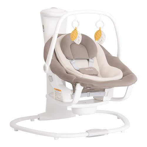 Joie Baby, Ancho Wind-Up Swing (Ash) - Soothing Swing for Babies, No Power Needed, Organic Fabrics, 3 Recline Positions