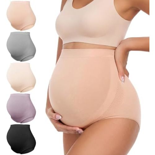 Summer Mae Maternity Underwear Viscose Derived from Bamboo, High Waist Soft Breathable Seamless Pregnancy Panties Over Bump