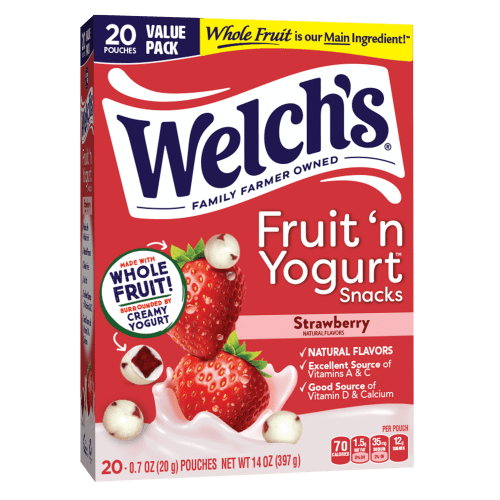 Welch's Fruit 'N Yogurt Strawberry Soft Fruit Snacks, .7 oz, 20 Count