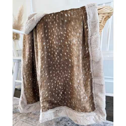 Personalized Fawn Baby Blanket: Plush Fur Deer Print, Newborn Swaddle