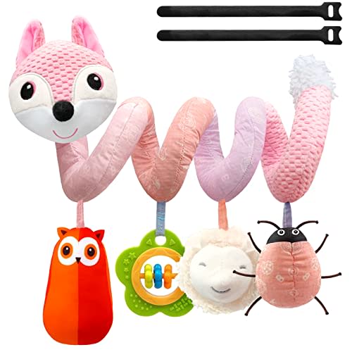 MONSTIME Car Seat Toys Infant Toys 0-6 Months, Newborn Toys 0-3 Months Brain Development for Carseat Stroller Crib with Music Rattles Teether, Baby Toy for 0 3 6 9 12 Boys Girls