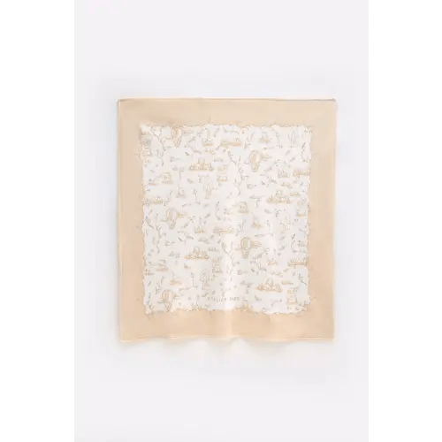 Double-Sided Baby Blanket - Toile De Jouy/Beige