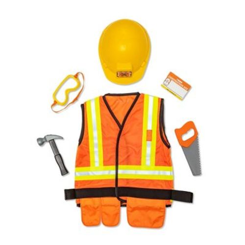 Melissa & Doug Construction Worker Role Play Costume Dress-Up Set (6pc): Toddler Costume Apparel with Polyester