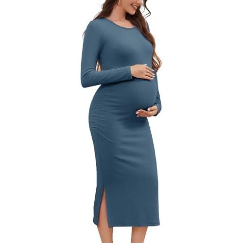 Smallshow Women's Long Sleeve Maternity Sweater Dress Knit Fall Winter Pregnancy Clothes