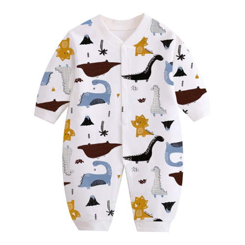 Busydd Newborn Baby Boys Girls Rompers V Neck Long Sleeve Toddler Romper Cute Print Side Tie Romper Jumpsuits Unisex Cotton Infant Clothes 0-9 Months