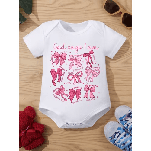 cute summer short sleeve print onesie newborn girls a lovely - Temu