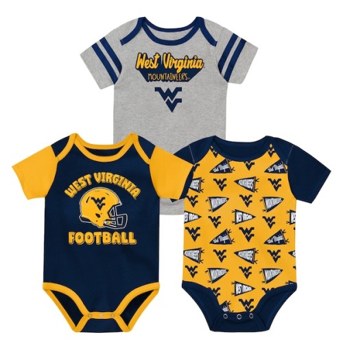 West Virginia Mountaineers Outerstuff Newborn Star Player Three-Piece Bodysuit Set - Navy