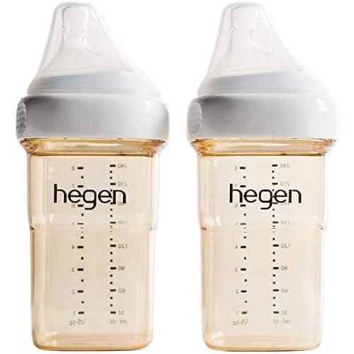 Hegen Easy to Clean Anti-Colic Baby Bottle, 8oz for 3 to 6 Months (2-Pack)