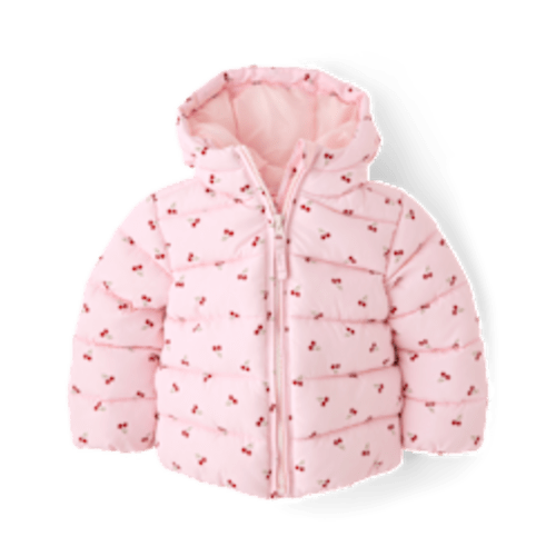 Toddler Girls Long Sleeve Print Hooded Puffer Jacket - PINK | The Children's Place