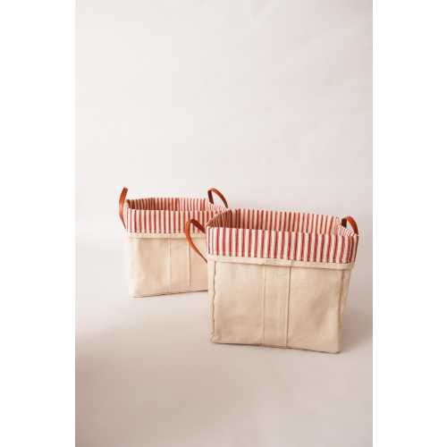 Cotton Canvas Storage Bin: Farmhouse Style Fabric Organizer