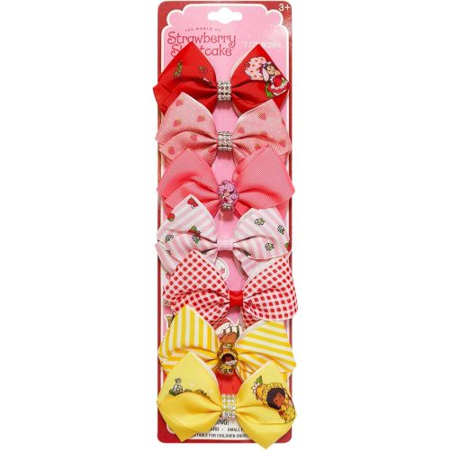 LUV HER Licensed Girls Hair Bows - Strawberry Shortcake Themed Hair Accessories Gift Set, 7-Piece 4-Inch Bundle, Alligator Clips, Ages 3+