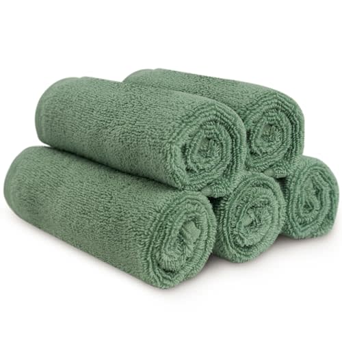 Natemia Organic Baby Washcloths (5 Pack, 12” x 12”) – 100% Organic Cotton – Ultra-Soft Baby Towels for Sensitive Skin – Newborn, Boys & Girls – Bathtime Wash Cloths, Baby Registry Must-Have (Sage)