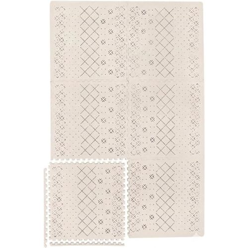Yay Mats Stylish Extra Large Puzzle Play Mat, Thick, Soft, Non - Toxic Foam Covers 6 ft x 4 ft. Expandable Tiles with Edges - EVA Foam Play Mat for Floor (Carter Mudcloth Tan)