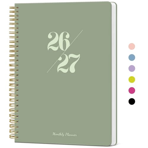 Monthly Planner 2026-2027, 18 Months Calendar, Jul 2026-Dec 2027 | 7" x 10" Calendar Planner 2026-2027, Perfect for School Office Home Planning - Green