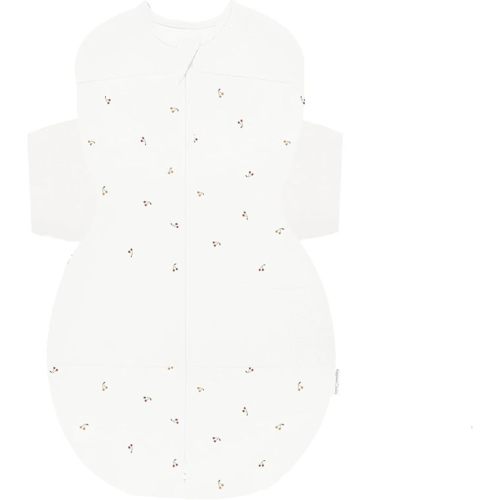 Happiest Baby SNOO Sleep Sack - 100% Organic Cotton Baby Swaddle Blanket - Doctor Designed Promotes Healthy Hip Development (Ivory Cherries, Small)