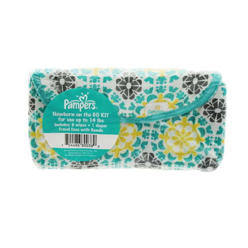 Pampers Newborn on the GO KIT - 1 diaper & 6 wipes, Reusable Carrying Case - Babies up to 14 lbs