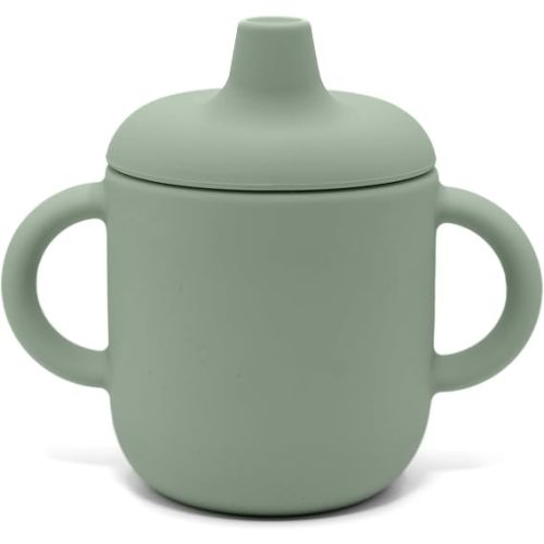 nouka Non-Spill Sippy Cup | 100% Food-Grade Silicone | Easy Grip Double Handles | Non-Slip & Soft | Dishwasher Friendly | Leaf | Size 6 Oz
