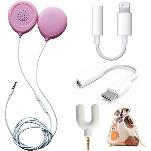 Pregnancy Headphones for Belly,Belly Headphones for Pregnant Women,Safely Play Music to Your Baby in The Womb，with Apple and Android Adapter Cable,Good Sound Quality,Easy to Operate,Pink