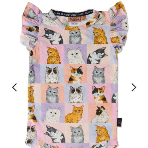 Kitty Cat Organic Short Sleeve Frill Romper