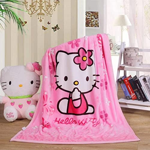 Blanket Cartoon Kitty Printing Throw Blanket Soft Cover Flannel Cozy Plush Fleece Blanket for Boys Girls Kids Toddler Baby (Larqe(55 in x 39 in)(Pink) (Pink) (Pink)