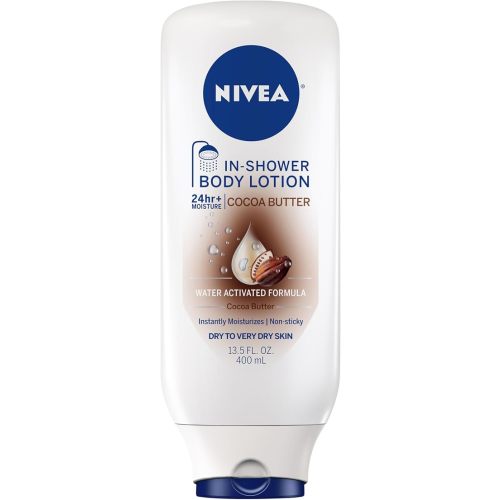 NIVEA Cocoa Butter In Shower Lotion, Water Activated In Shower Moisturizer for Dry Skin to Very Dry Skin, 13.5 FL OZ Bottle