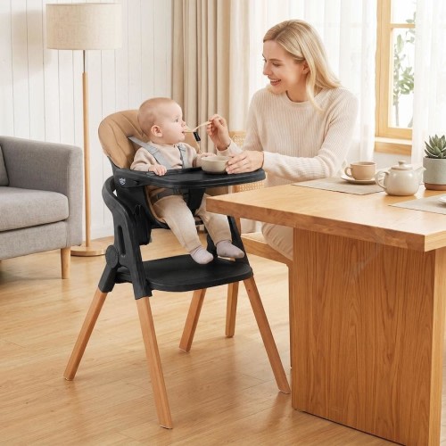 Costway 7-in-1 Convertible Foldable Baby High Chair with Adjustable Tray Coffee