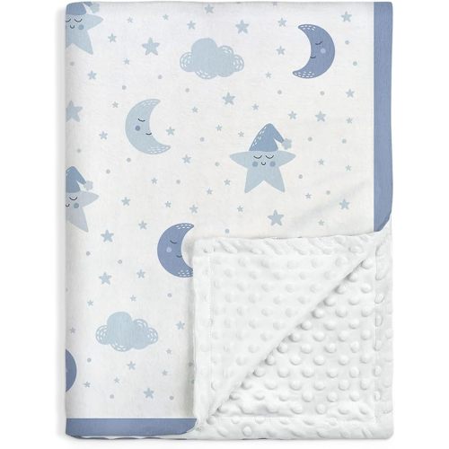 Star Baby Blanket 30 x 40 Inches for Boys Girls, Toddler Newborn Infant, Soft Plush Receiving Blanket with Dotted Back, Gifts for Christmas Birthday Baby Shower