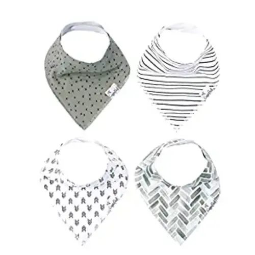 Baby Bandana Drool Bibs for Drooling and Teething 4 Pack Gift Set “Alta” by Copper Pearl, Soft Set of Cloth Bandana Bibs for Any Baby Girl or Boy, Cute Registry Ideas for Baby Shower Gifts