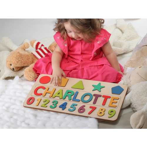 Personalized Puzzle Name Board, Toy Gifts for Baby Girls, Custom Name Puzzle for Toddlers, Custom Wooden Baby Keepsake, Baby Shower Gift