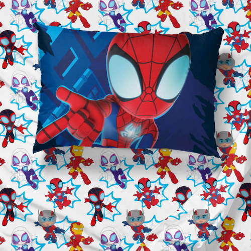 Spidey & His Amazing Friends Glow Webs 4 Piece Full Size Sheet Set - Kids Superhero Bedding
