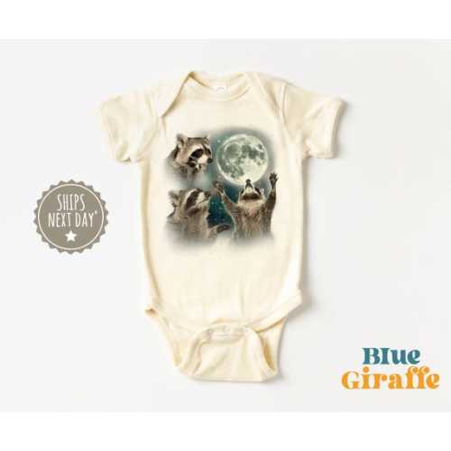 Raccoon Moon Baby Onesie® - Vintage Raccoon Baby Clothes - Funny Meme Baby Bodysuit - Cute Raccoon Natural Baby Onesie® - Etsy