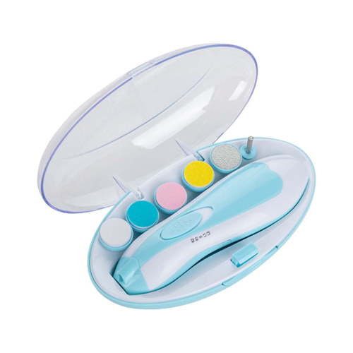 Giunmcul Electric Nail Trimmer Kit with 5 Replaceable Buffing Pads Quiet Rechargeable File Multiple Grits LED Light Safe Soft Grooming for Newborn Infant Toddler