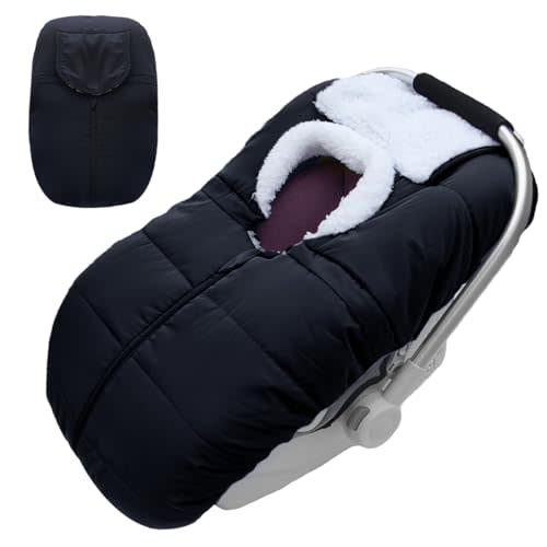 flower frail Winter Baby Car Seat Cover - Infant Carseat Bunting Bag Blanket Keep Baby Warm for Newborn Boys Girls- Cold Weather Insulated Windproof Carrier Canopy for Travel (Black)