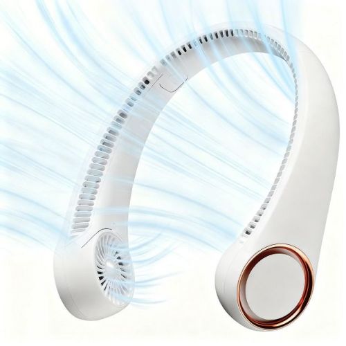 Swtroom Portable Neck Fan, Without Blades, Supports USB Charging, 3 Speed Settings, Suitable for Travel, Outdoor Activities and As A Gift, White