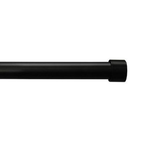 48"-84" Decorative Drapery Curtain Rod with End Cap Finials Matte Black - Lumi Home Furnishings: Adjustable Single Rod