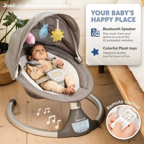 Jool Baby Nova Motorized Infant Baby Swing - Gray: Electric, Portable with Adjustable Speed, Machine Washable Seat Pad