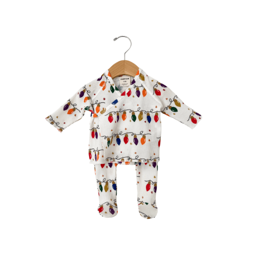 Organic Waffle Kimono & Pant Set, Christmas Lights