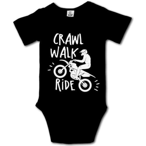 Crawl Walk Ride Dirt Bike Motorcross Baby Bodysuit Romper Unisex Short Sleeve Onesie
