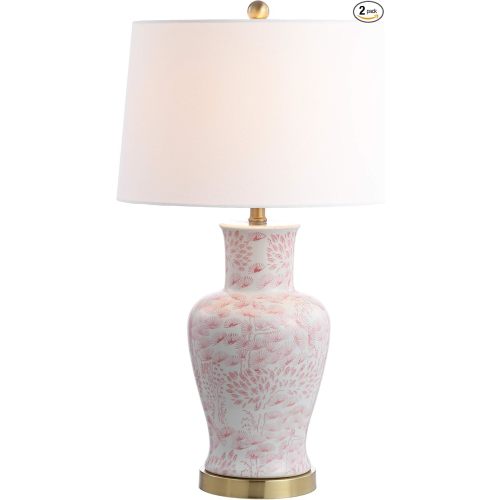 SAFAVIEH Lighting Calli Table Lamp, 28″ Pink/White TBL4161A-SET2