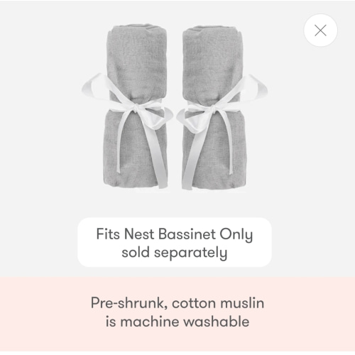 Nest Bassinet Extra Sheets - Grey