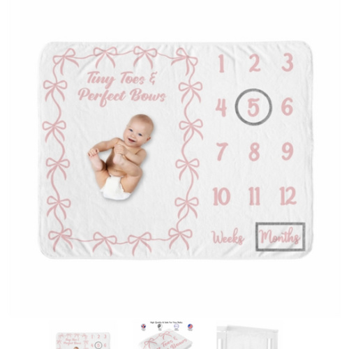 Ballerina and Ballet Bows Collection Monthly Milestone Baby Blanket