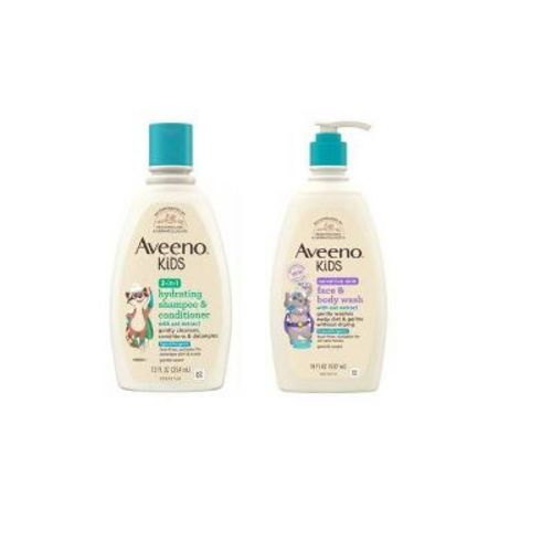 Aveeno Kids' Sensitive Skin Face & Body Wash 18 fl oz + 12 fl oz 2-in-1 Hydrating Shampoo & Conditioner